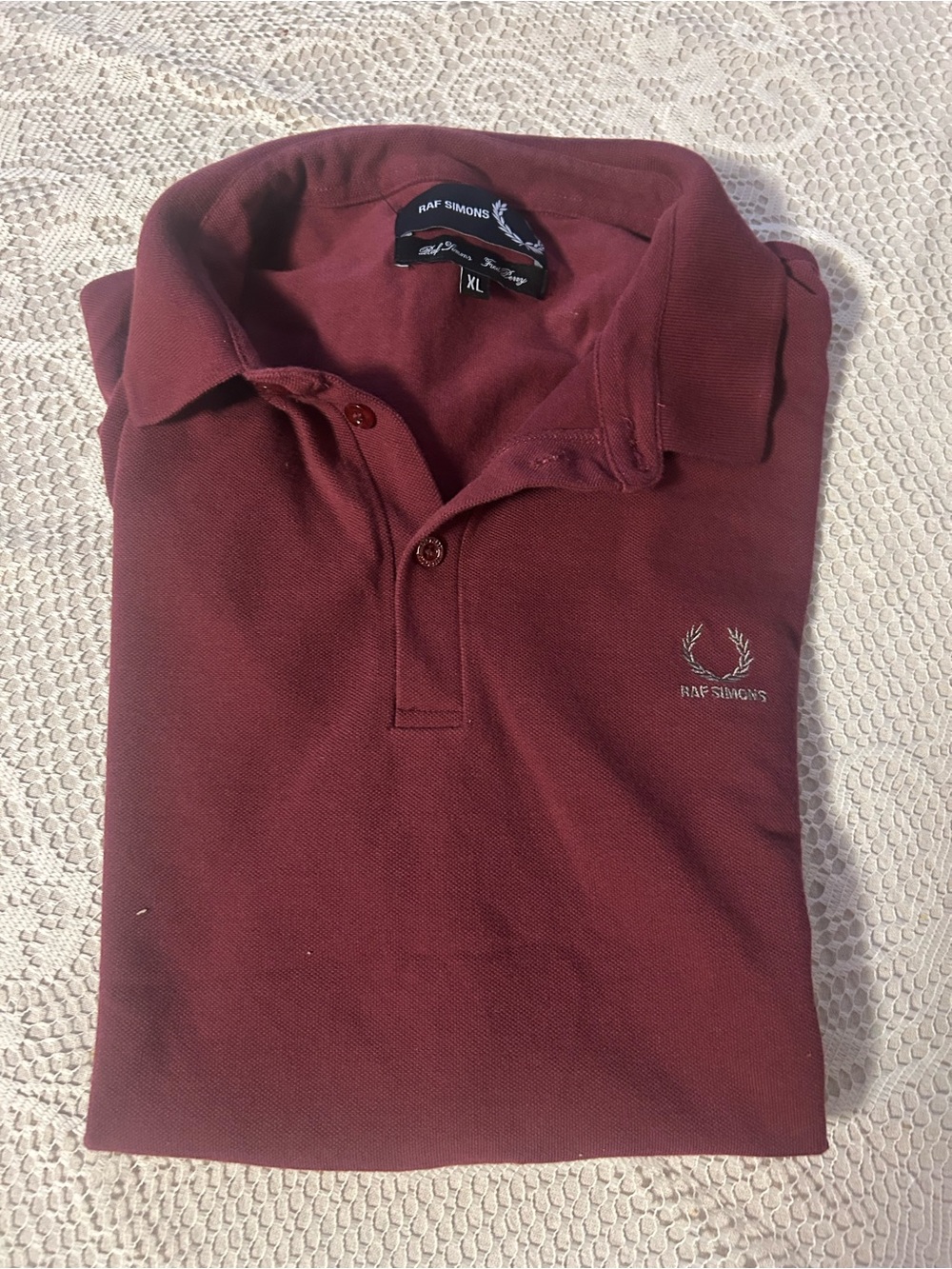 Raf Simons Men's Maroon Polo with Subtle Logo
